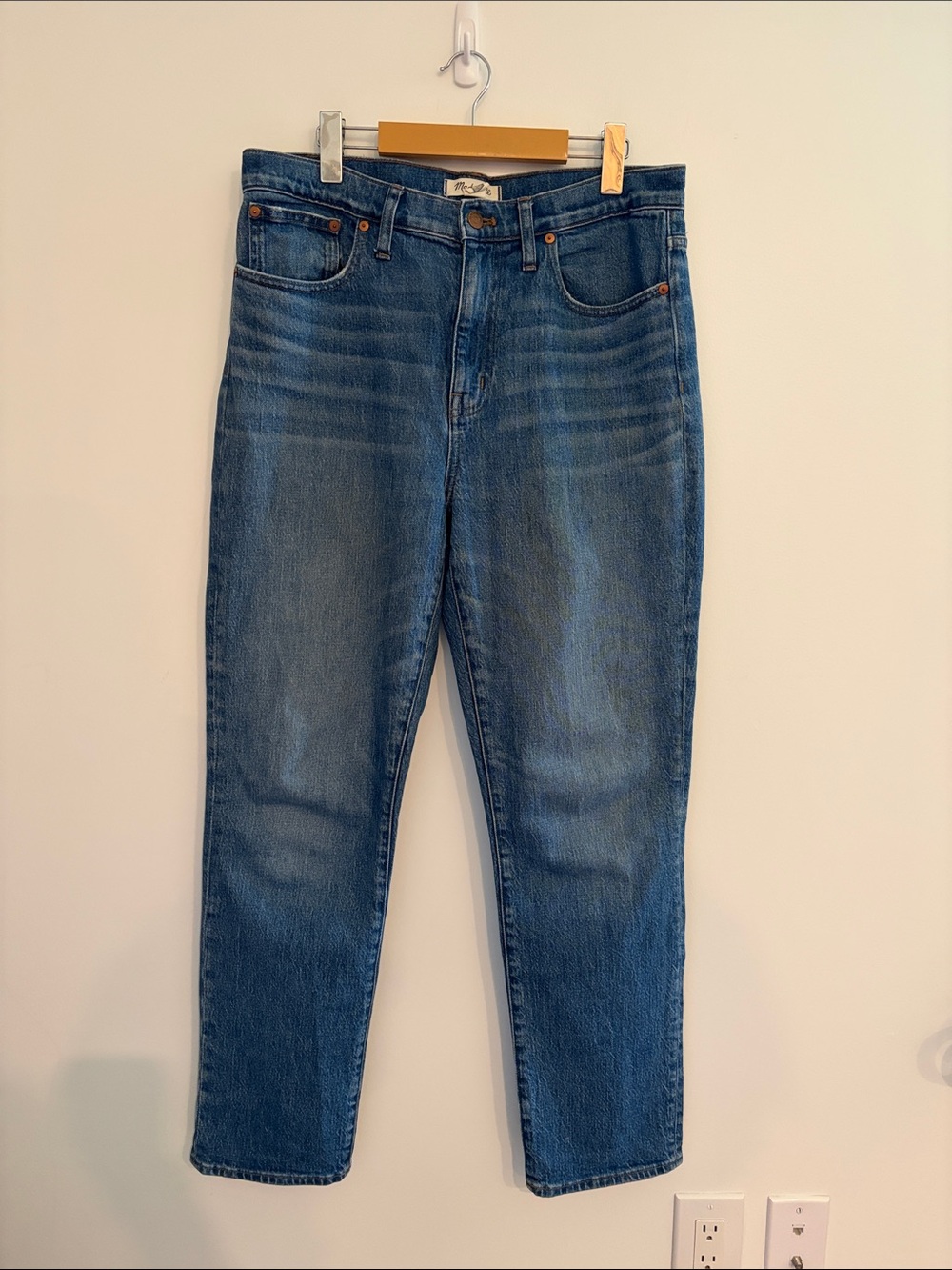 Madewell High-Rise Straight-Leg Jeans in Mid Blue Wash